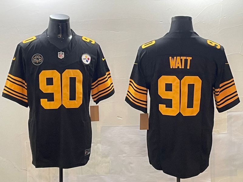 Men Pittsburgh Steelers #90 Watt Black 2024 Nike Limited NFL Jersey style 01082->pittsburgh steelers->NFL Jersey